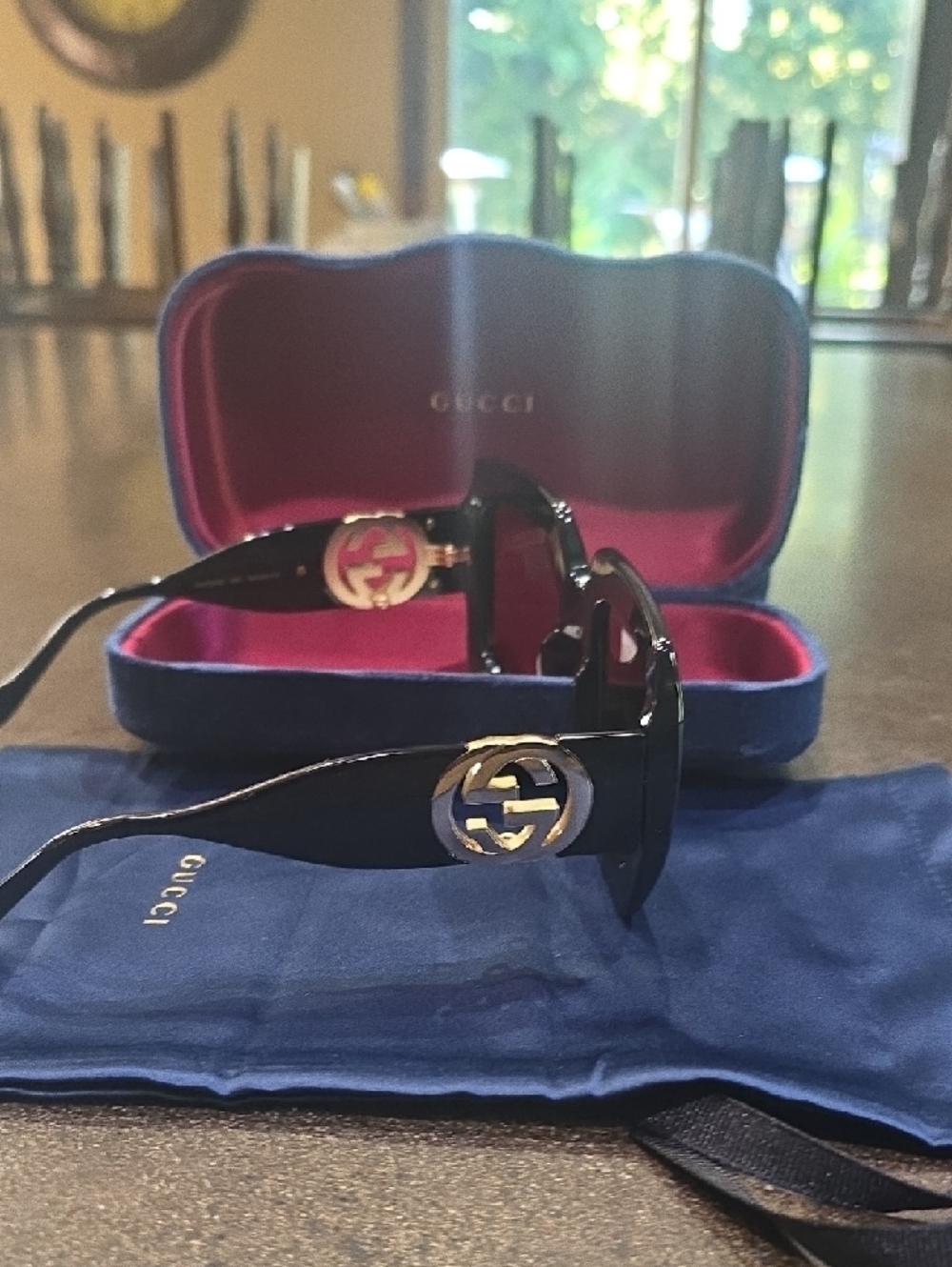 Gucci Black Oversized Square Men's Sunglasses - Picture 3 of 3